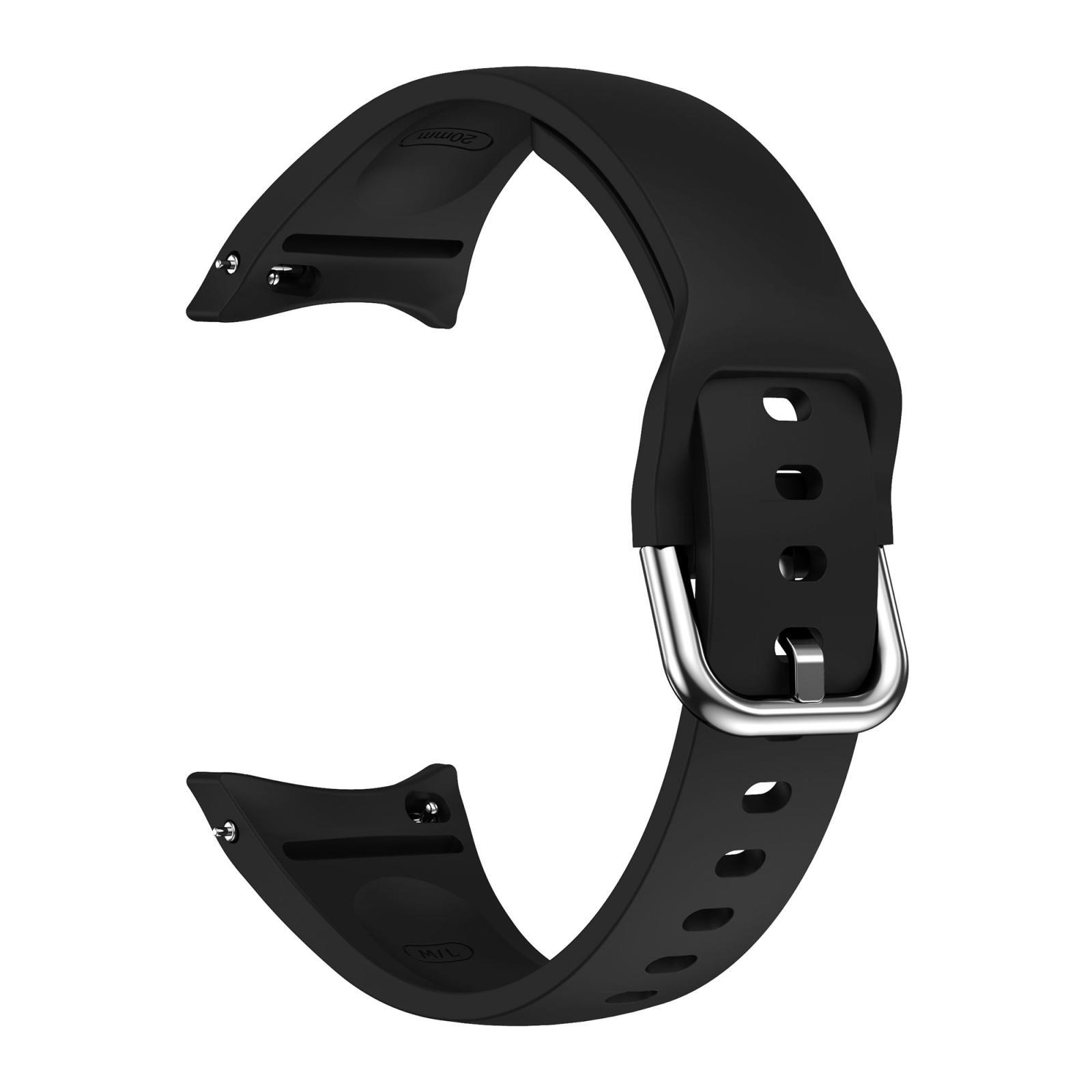 For Samsung Galaxy Watch FE - 7 - 6 - 5 - 4 Slim Silicone Watch Band(Black)