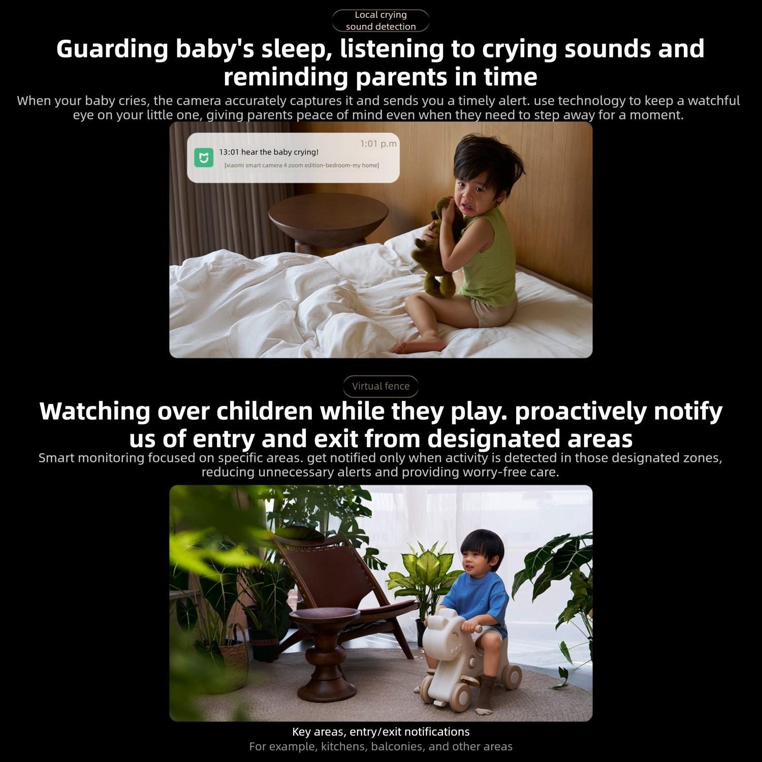 Original Xiaomi Mijia Smart Camera 4 9X Zoom Edition Baby Pet AI Facial Recognition Gesture Call Two-way Voice Camera For Mi Home APP, Plug:US Plug(White)