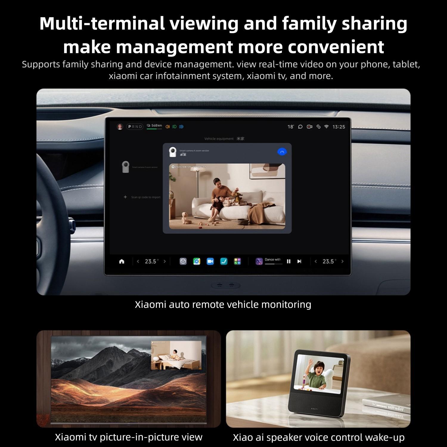 Original Xiaomi Mijia Smart Camera 4 9X Zoom Edition Baby Pet AI Facial Recognition Gesture Call Two-way Voice Camera For Mi Home APP, Plug:US Plug(White)