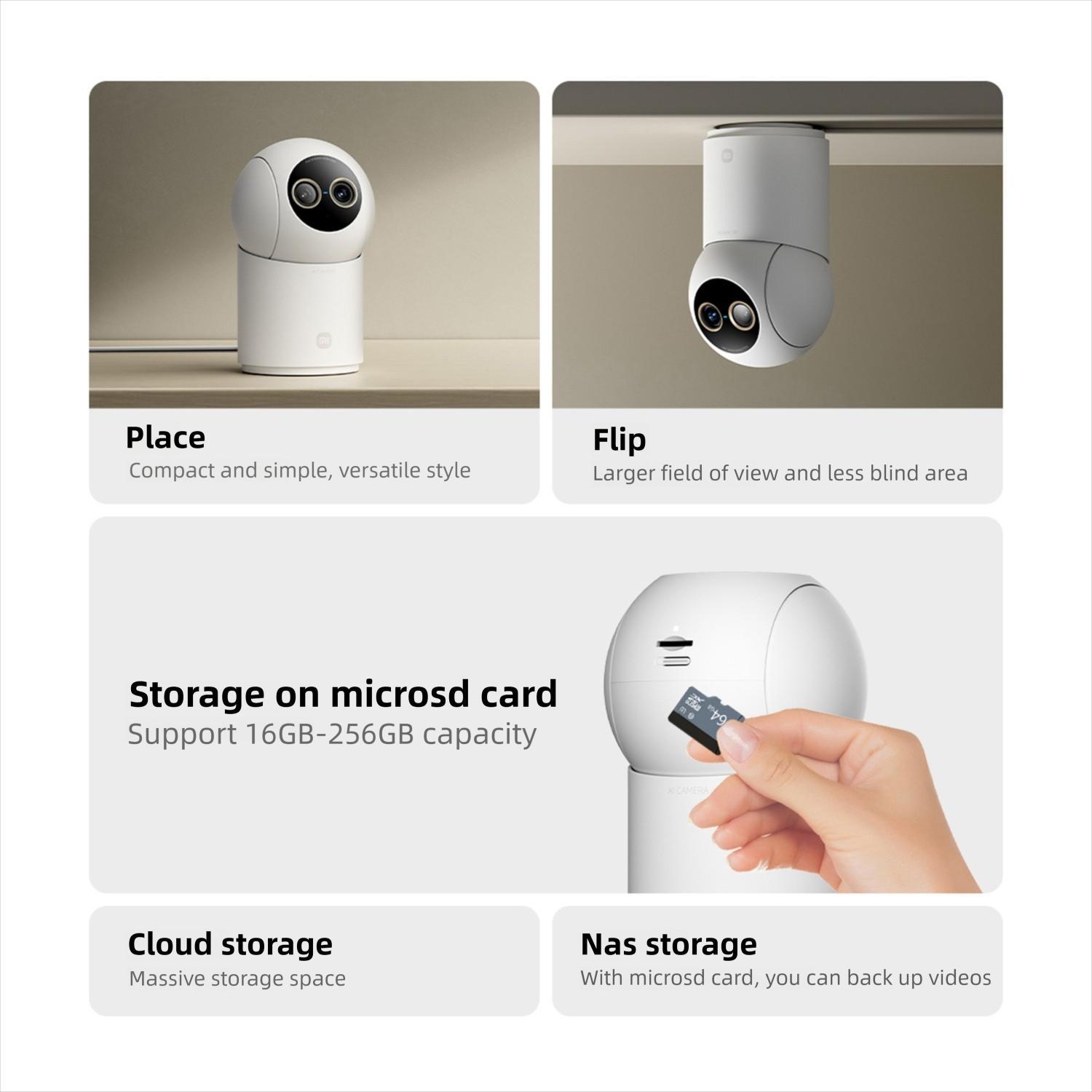 Original Xiaomi Mijia Smart Camera 4 9X Zoom Edition Baby Pet AI Facial Recognition Gesture Call Two-way Voice Camera For Mi Home APP, Plug:US Plug(White)