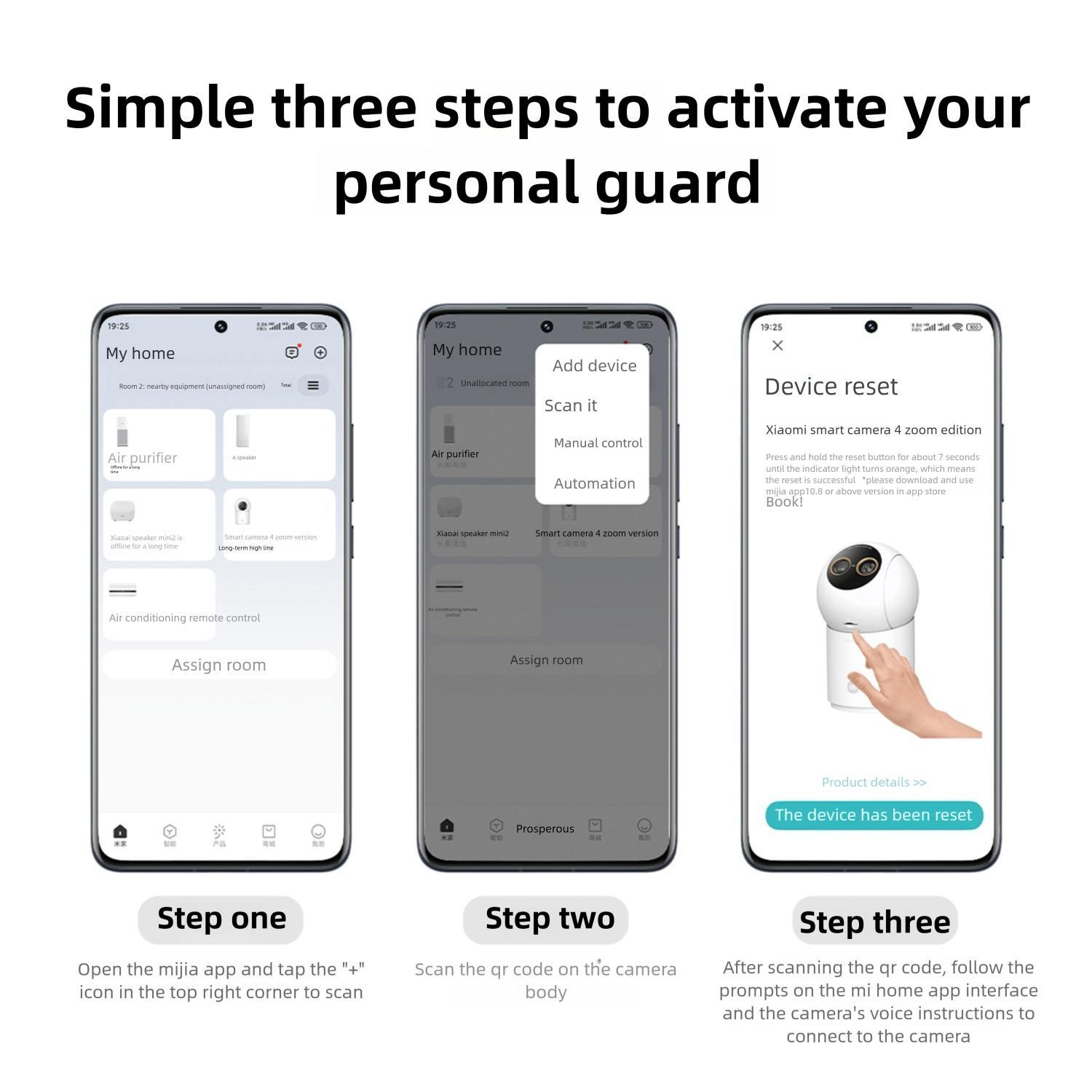 Original Xiaomi Mijia Smart Camera 4 9X Zoom Edition Baby Pet AI Facial Recognition Gesture Call Two-way Voice Camera For Mi Home APP, Plug:US Plug(White)