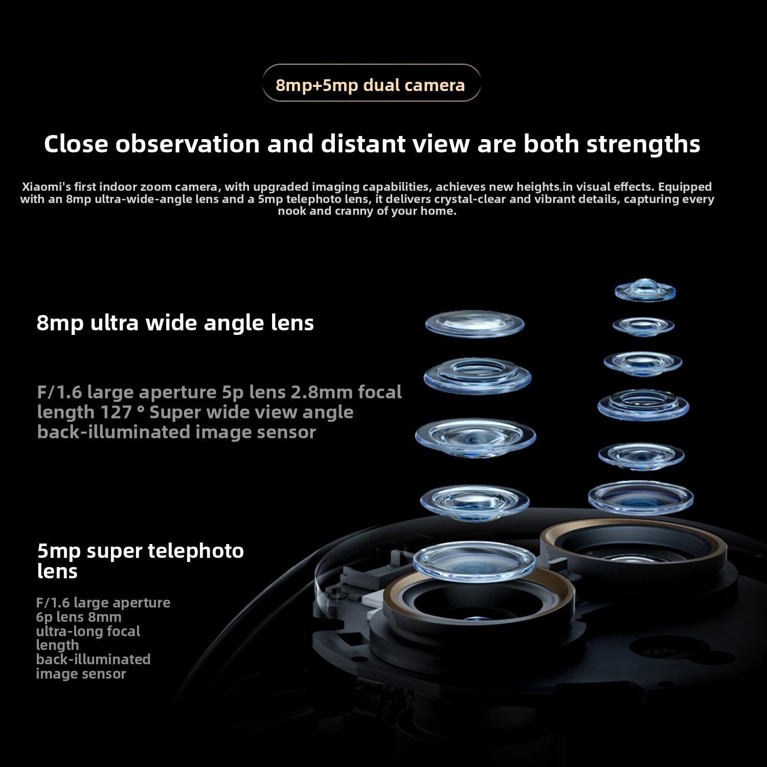 Original Xiaomi Mijia Smart Camera 4 9X Zoom Edition Baby Pet AI Facial Recognition Gesture Call Two-way Voice Camera For Mi Home APP, Plug:US Plug(White)