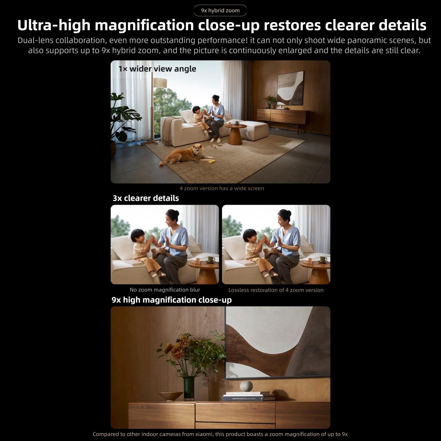 Original Xiaomi Mijia Smart Camera 4 9X Zoom Edition Baby Pet AI Facial Recognition Gesture Call Two-way Voice Camera For Mi Home APP, Plug:US Plug(White)