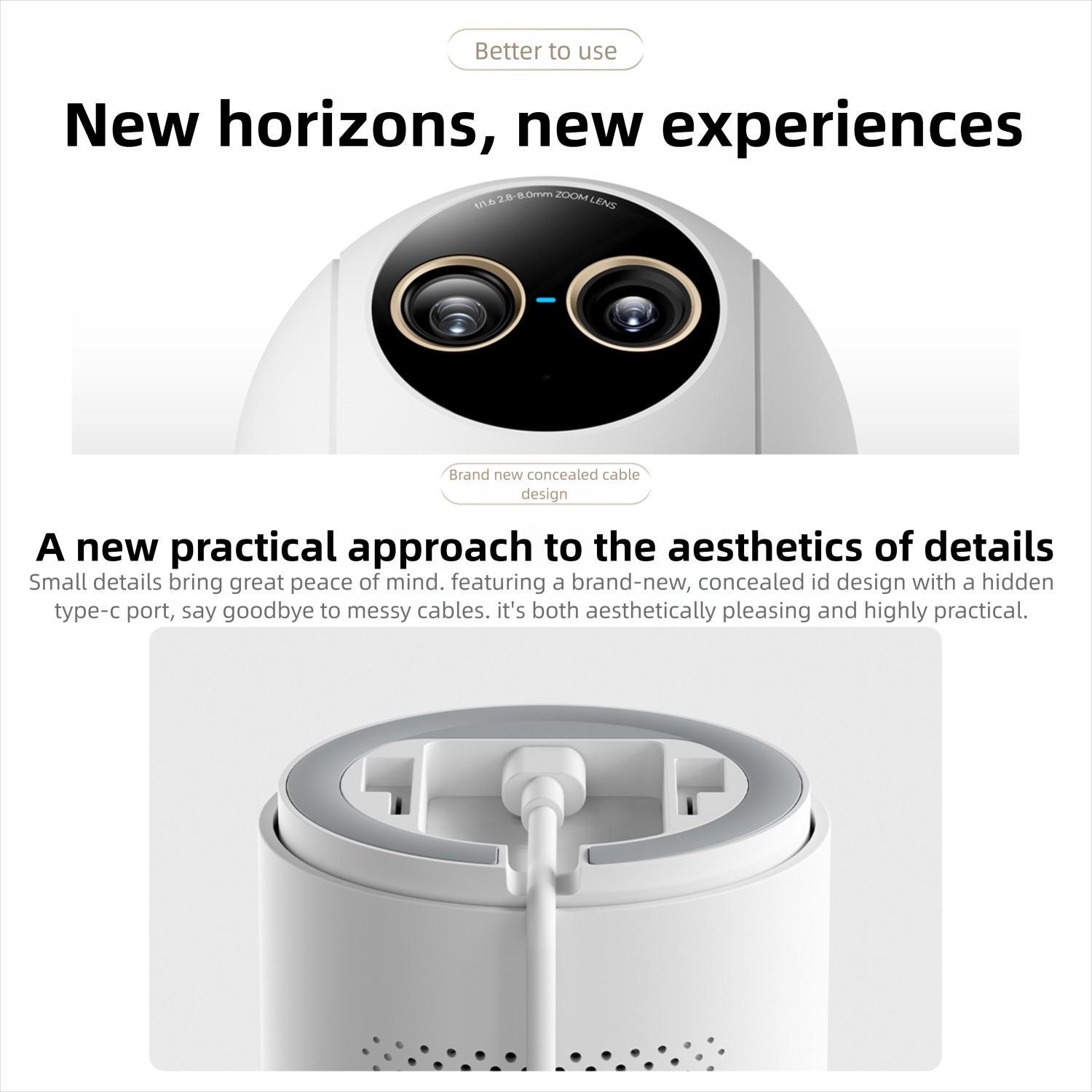Original Xiaomi Mijia Smart Camera 4 9X Zoom Edition Baby Pet AI Facial Recognition Gesture Call Two-way Voice Camera For Mi Home APP, Plug:US Plug(White)