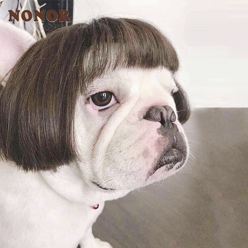 NONOR Pet Wigs Cosplay Props Funny Dogs Cats CrossDressing Hair Hat Costumes Head Accessories For H 1